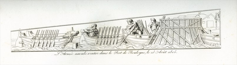Colonne Vendôme : L'armée navale rentre dans le Port de Boulogne, le 25 août 1805