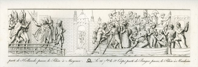 Colonne Vendôme : Le 25 septembre 1805, le 2e corps parti de Hollande passe le Rhin à Mayence. Le 26 septembre, le 3e corps parti de Bruges passe le Rhin à Mannheim