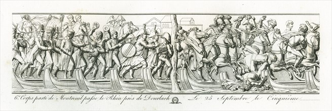 Colonne Vendôme : Le 26 septembre 1805, le 6e corps parti de Montreuil passe le Rhin près de Dourlach