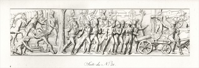 Colonne Vendôme : Le 20 octobre 1805, 1500 officiers et 40000 hommes sortent d'Ulm, posent les armes et se rendent en France.