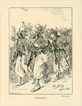 L'Entraîneur. 1er Régiment de Zouaves, à Alger.