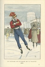 Le patinage sur le bassin de la Villette, 1813