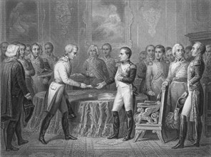 Conférences d'Erfurt. Napoléon recevant M. de Vincent, ministre d'Autriche.