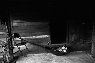 Children asleep in a hammock, in Laos