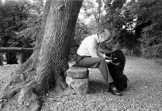 Valéry Giscard d'Estaing, with his dog