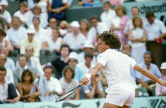 French tennis player Henri Leconte, attending the men's singles round of 16 match of the French