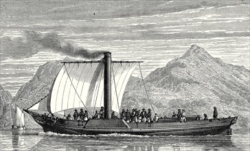 La 'Comète', premier bateau à vapeur anglais, construit par Henry Bell, en 1812