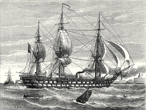 The 'Napoleon', French steam-propelled warship, launched in 1849