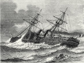 Le 'Napoléon III', paquebot transatlantique français, lancé en 1866