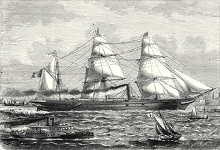 The 'Perière', transatlantic liner, launched in 1866