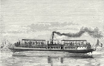 Bateau à vapeur destiné à faire le service d'omnibus sur la Seine, pendant l'exposition de 1867