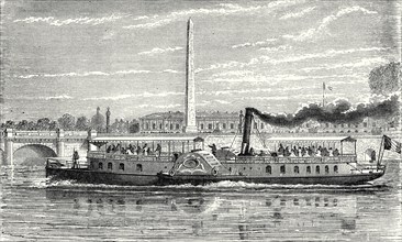 Bateau à vapeur destiné à faire le service d'omnibus sur la Seine à Paris, pendant l'exposition
