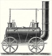 Stephenson's locomotive with coupled wheels
