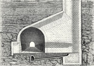 Cross section of a tunnel with a ventilation shaft