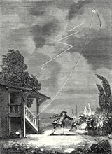 The experiment of the electric kite conducted by Romas, June 7, 1753, in the alleys of the city of