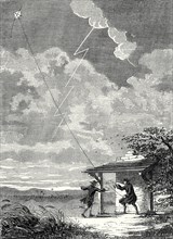 The experiment of the electric kite conducted in Philadelphia by Franklin in September 1752
