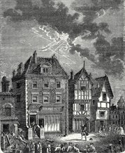 The first lightning rod created by Franklin in Philadelphia, located on the roof of the house of
