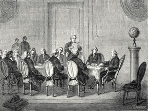 Joseph Banks lit devant la 'Société royale' de Londres la lettre de Volta 
annonçant la découverte