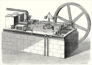 A hot-air cylinder machine with horizontal engines