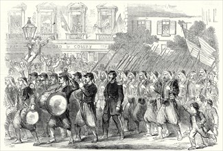 The Civil War In America: The 5th Regiment of New York Zouaves Passing Through Broadway On Their