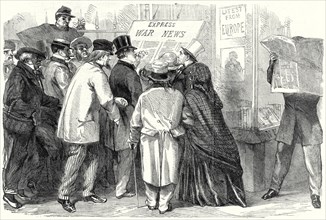 The War In America; Reading the war news in Broadway, New York, 15 June, 1861