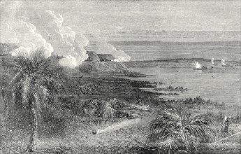 The Civil War In America: Attack By Federal Gun-boats On Fort M'Allister, Ogeechee River, Near