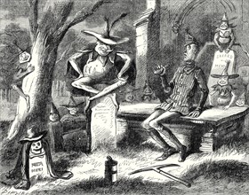 Pickwick Papers, "Seated on an upright tombstone, close to him, was a strange unearthly figure,"