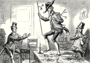 Pickwick Papers, "Mr. Tuckle, dressed out with the cocked-hat and stick, danced the frog hornpipe