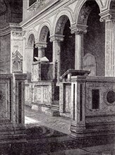Rome Italy 1875, PULPIT OF THE EPISTLE,  AT THE CLEMENT'S