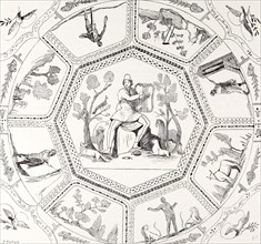 Rome Italy 1875, PAINTINGS  OF THE FIRST CENTURY  ON A CHAPEL VAULT, CATACOMBS  OF CALLISTUS