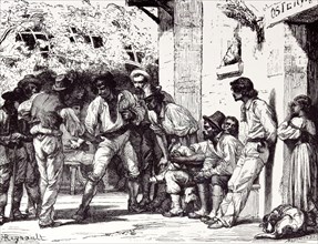 Rome Italy 1875, ROMANS PLAYING AT MORA