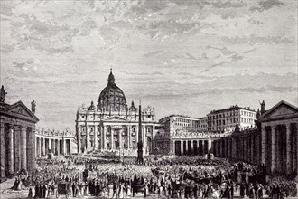 Rome Italy 1875, THE PIAZZA OF ST. PETER AT THE GREAT BENEDICTION