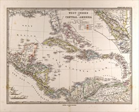 Map West Indies and Central America, Gotha, Justus Perthes, 1872, Atlas. Perthes, Johan Georg
