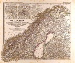 Norway Sweden Map 1872 Gotha, Justus Perthes, 1872, Atlas. Perthes, Johan Georg Justus 1749