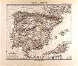 Spain and Portugal Map 1875 Gotha, Justus Perthes, 1872, Atlas. Perthes, Johan Georg Justus 1749
