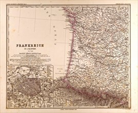 France map 1874 Gotha, Justus Perthes, 1872, Atlas. Perthes, Johan Georg Justus 1749 Ã¢â‚¬â€ú 1816,