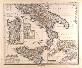 South Italy Map Gotha, Justus Perthes, 1872, Atlas. Perthes, Johan Georg Justus 1749 Ã¢â‚¬â€ú 1816,