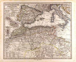 Mediterranean Sea Map Gotha, Justus Perthes, 1872, Atlas. Perthes, Johan Georg Justus 1749 Ã¢â‚¬â€ú