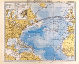 North Atlantic Ocean Map Gotha, Justus Perthes, 1872, Atlas. Perthes, Johan Georg Justus 1749