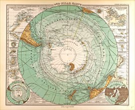 South Pole Map Gotha, Justus Perthes, 1872, Atlas. Perthes, Johan Georg Justus 1749 Ã¢â‚¬â€ú 1816,