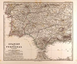 Spain Portugal Map Gotha, Justus Perthes, 1872, Atlas. Perthes, Johan Georg Justus 1749 Ã¢â‚¬â€ú