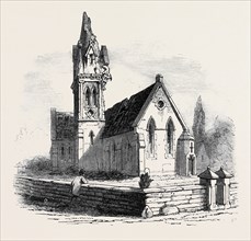 WALTON CHURCH, STAFFORD, STRUCK BY LIGHTNING, GREAT BRITAIN