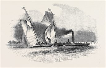R.T.Y.C. MATCH, DRAWN BY N.M. CONDY. ESQ., THE "ANTAGONIST" AND "MYSTERY" TOWED OFF BY THE WATERMAN