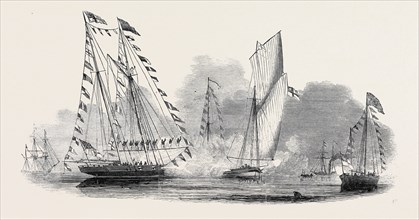 RECEPTION OF HER MAJESTY BY THE ROYAL YACHT SQUADRON, DRAWN BY N.M. CONDY, ESQ.; SWEDISH BARK,