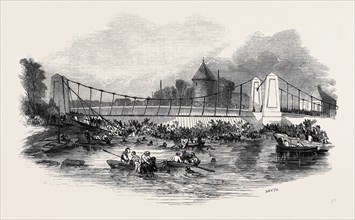 FALL OF THE SUSPENSION BRIDGE, AT NEW YARMOUTH, ON FRIDAY, MAY 2, 1845
