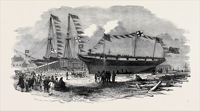 LAUNCH OF THE "EARL OF HARDWICKE," WHALING SHIP, AT COWES