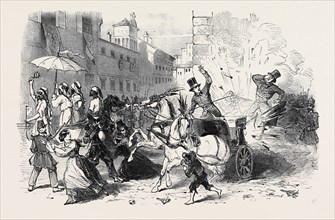 THE CARNIVAL AT ROME, EXPLOSION OF A HAND GRENADE IN THE CARRIAGE OF THE PRINCE OF MUSIGNANO