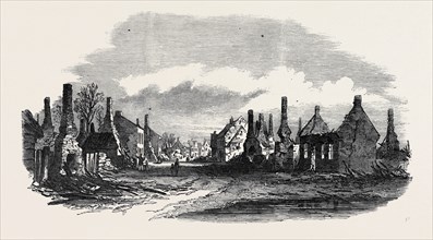 SCENE OF THE FIRE AT COTTENHAM, SKETCHED FROM LAMB'S CORNER, APRIL 13, 1850