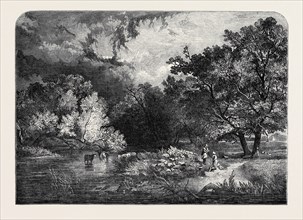 EXHIBITION OF THE NATIONAL INSTITUTION, "A WOODLAND RIVER" PAINTED BY S.R. PERCY