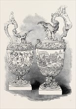 SILVER EWERS, WITS SALVERS, REPRESENTING THE TRIUMPHS OF DORIA. 17TH CENTURY